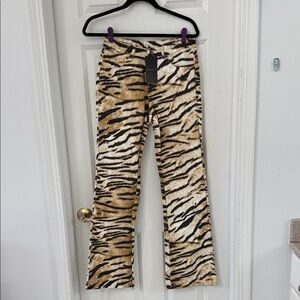 Wild Tiger Print Flare Jeans